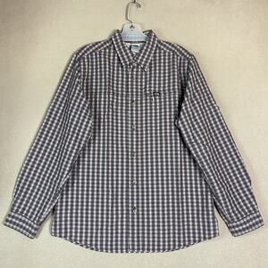 The North Face Shirt Mens M Brown Plaid Long Sleeve Zip Pocket Button Up